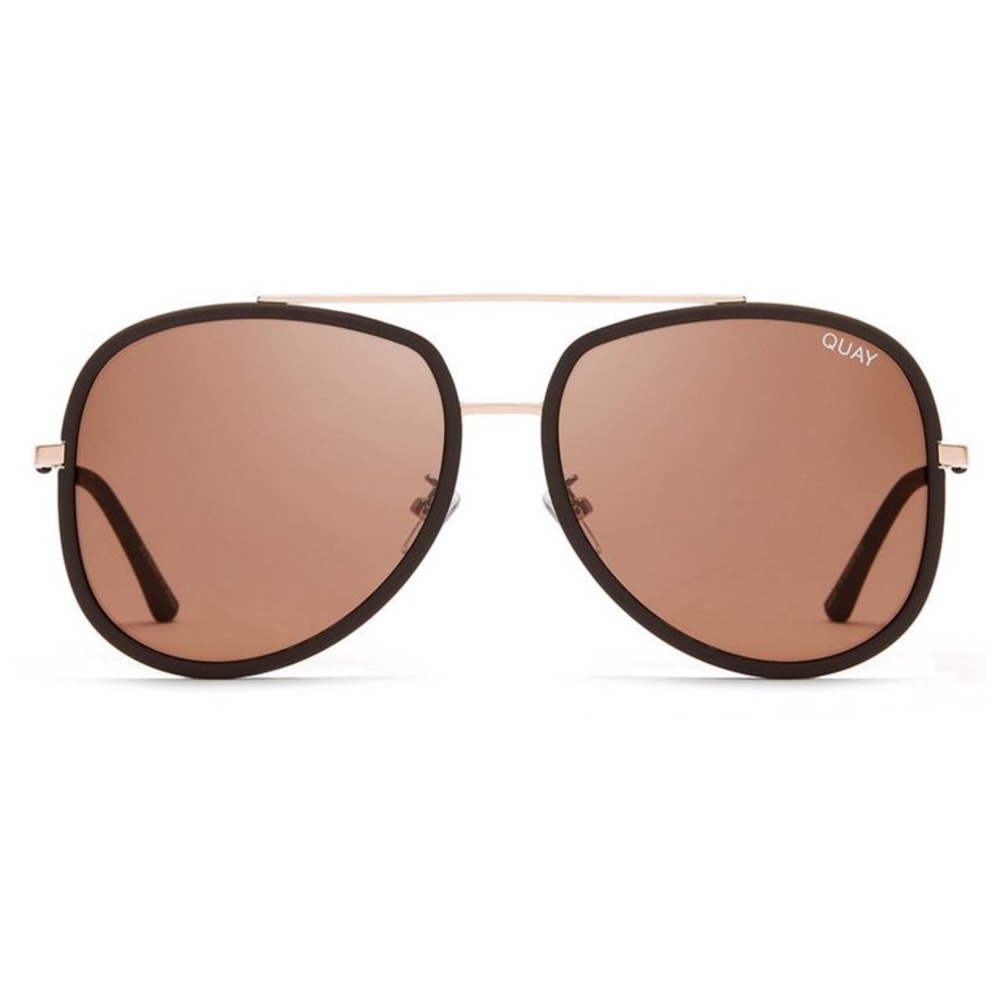 QUAY brown/gold rim, aviator sunglasses.
